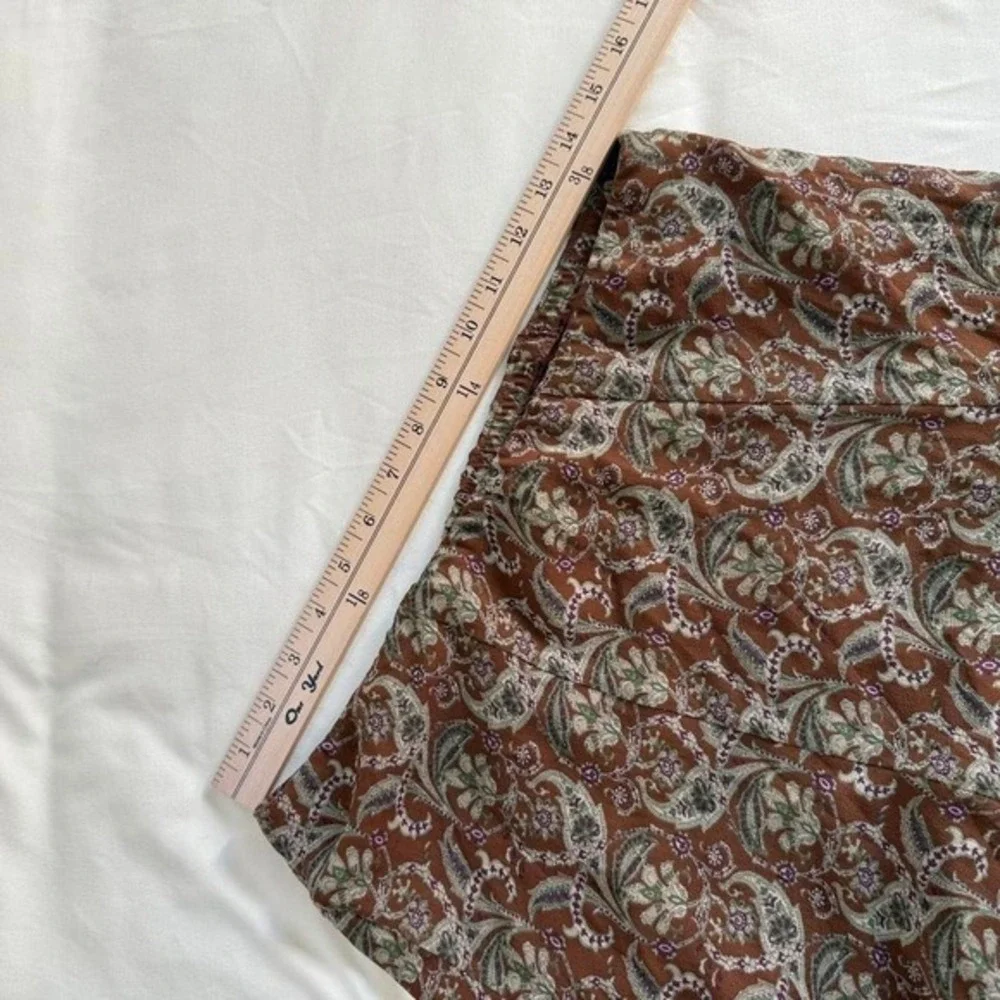 90s brown‎ and sage floral silk midi skirt charter club size 10